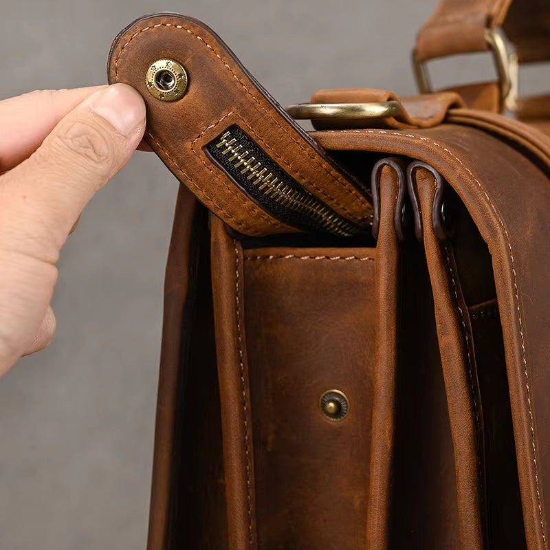 Daniel | Men's Leather Crossbody Messenger Laptop Bag Travel Bag