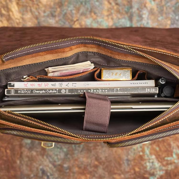 Liam | Retro Leather Crossbody Laptop Travel Messenger Handbag