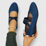 Black Ballet Flats for Women - Orthopedic Arch Support Cross-Strap Design, Comfortable Everyday Flat Shoes 1