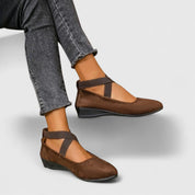 Black Ballet Flats for Women - Orthopedic Arch Support Cross-Strap Design, Comfortable Everyday Flat Shoes 2