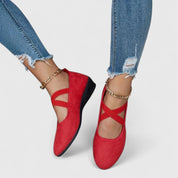Black Ballet Flats for Women - Orthopedic Arch Support Cross-Strap Design, Comfortable Everyday Flat Shoes 3