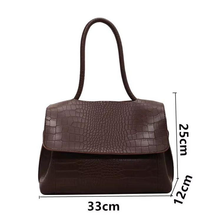 Eva | Luxe Croc-Flap Shoulder Bag