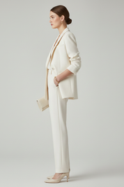 Chic Women's Blazer Set with Defined Silhouette and Straight-Leg Trousers for Professional and Casual Style 3