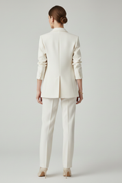 Chic Women's Blazer Set with Defined Silhouette and Straight-Leg Trousers for Professional and Casual Style 4