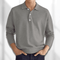 Men’s Polo Sweater - Knitted Texture - Long Sleeve - Classic 3-Button Collar-5