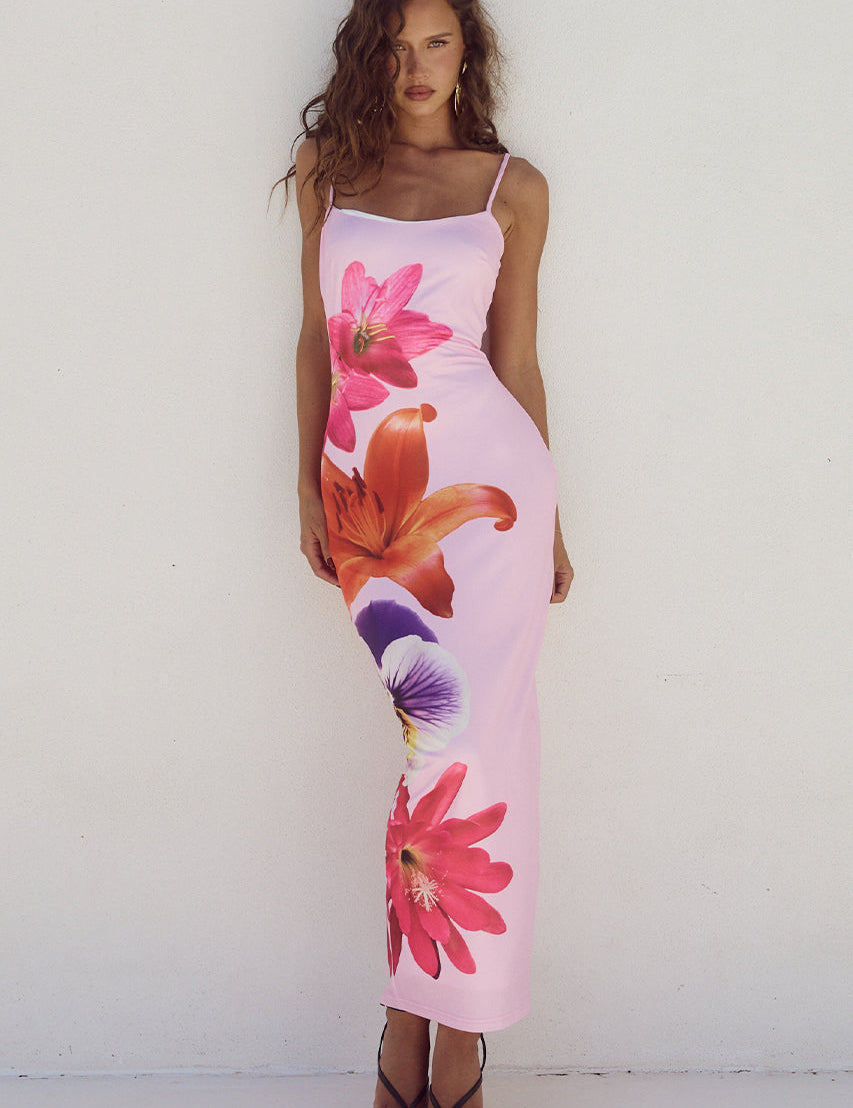 AMBER | Flower Print Dress Bodycon