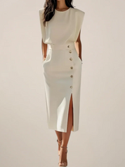 Elegant Midi Dress with Side Slit for Women - Flattering Summer Style 1