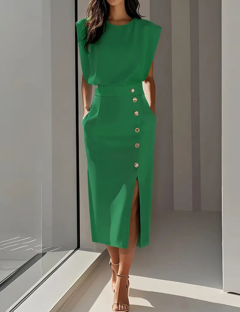 Elegant Midi Dress with Side Slit for Women - Flattering Summer Style 5
