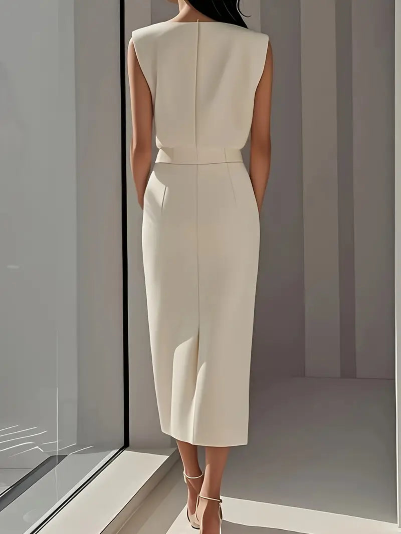 Elegant Midi Dress with Side Slit for Women - Flattering Summer Style 6