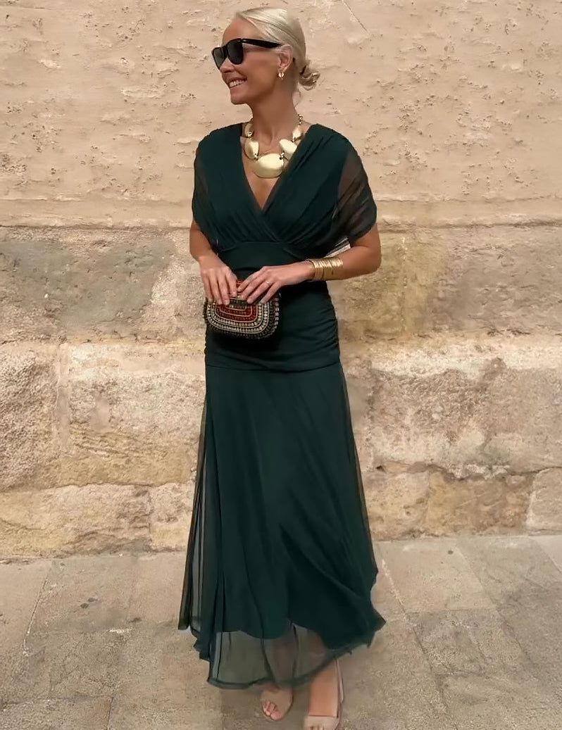Elegant V-Neck Maxi Dress for Women - Flattering Summer Dress for Parties and Events 0