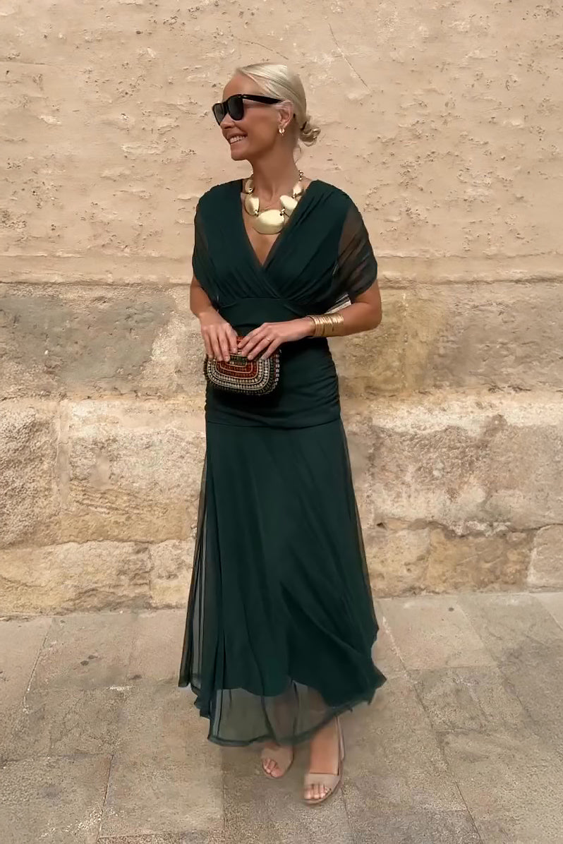 Elegant V-Neck Maxi Dress for Women - Flattering Summer Dress for Parties and Events 0