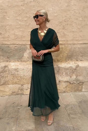 Elegant V-Neck Maxi Dress for Women - Flattering Summer Dress for Parties and Events 0