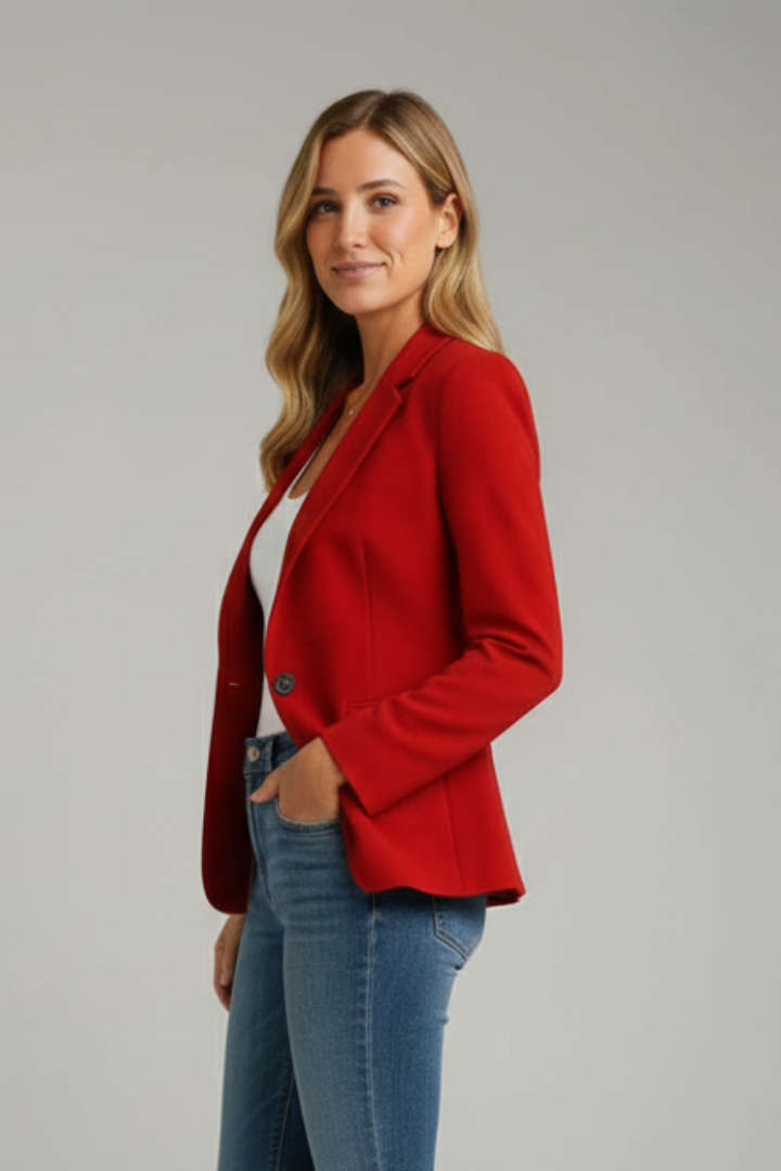 Elegant Women's Blazer with Notched Lapel and Tailored Fit for Professional and Casual Wear 2