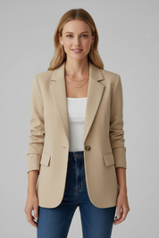 Elegant Women's Blazer with Notched Lapel and Tailored Fit for Professional and Casual Wear 8
