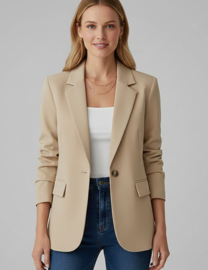 Elegant Women's Blazer with Notched Lapel and Tailored Fit for Professional and Casual Wear 8