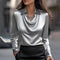 Elegant Women's Blouse with V-Neckline - Shiny Finish for Effortless Sophistication and Stylish Versatility 2
