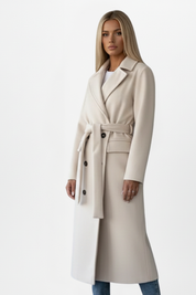 Elegant Women's Long Coat with Belt and Double-Breasted Design 2