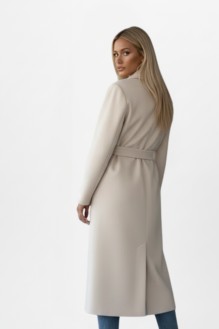Elegant Women's Long Coat with Belt and Double-Breasted Design 3