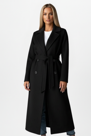 Elegant Women's Long Coat with Belt and Double-Breasted Design 7