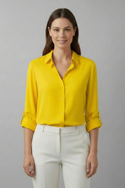 Elegant Women's Long Sleeve Blouse with Turn-Down Collar 9