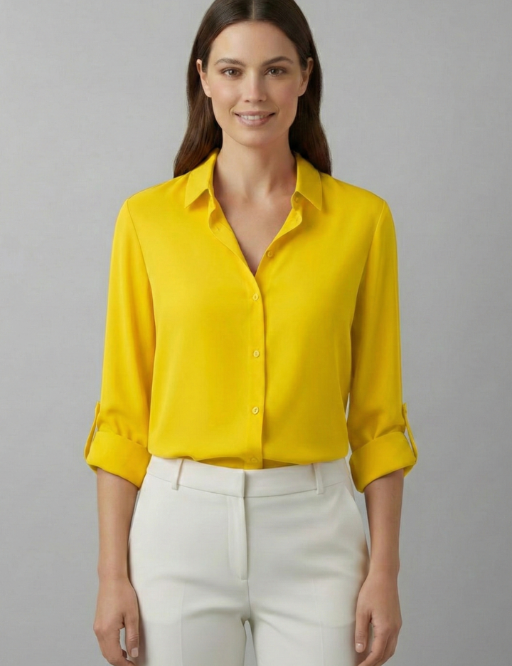Elegant Women's Long Sleeve Blouse with Turn-Down Collar 9