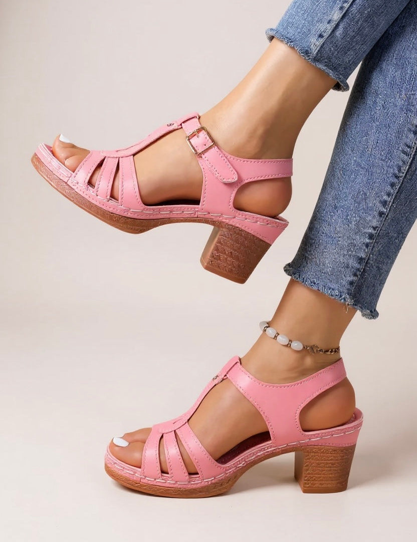 Elegant Women's Sandals with Lift Block Heel for Comfort and Style 0