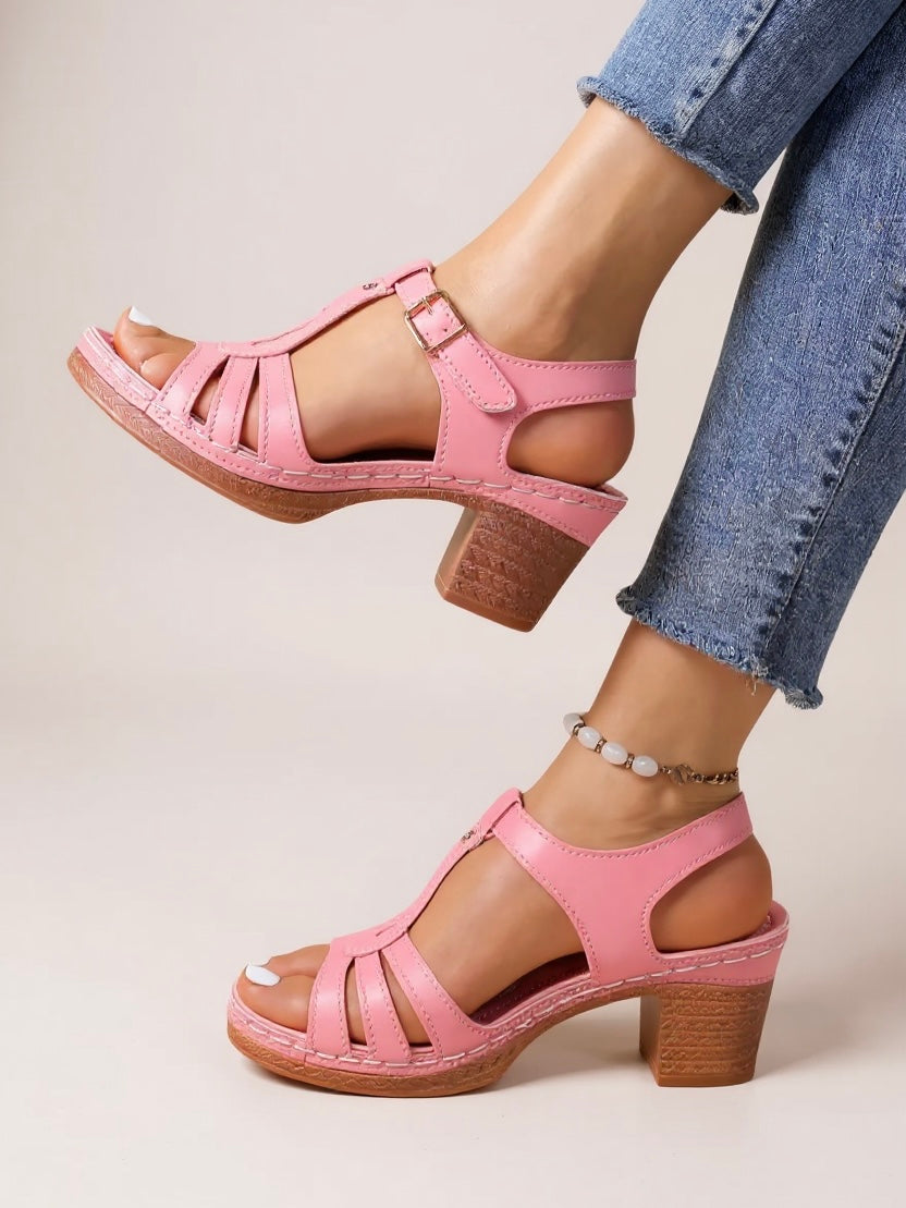 Elegant Women's Sandals with Lift Block Heel for Comfort and Style 0