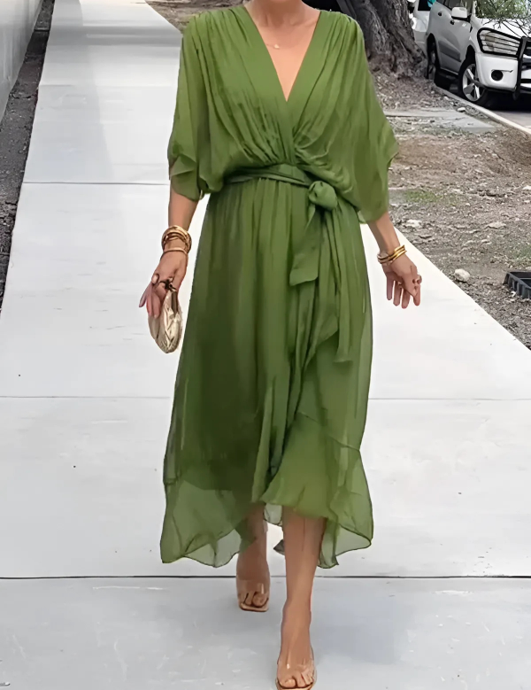 Elegant Wrap Midi Dress for Women - Flattering Summer Style 1