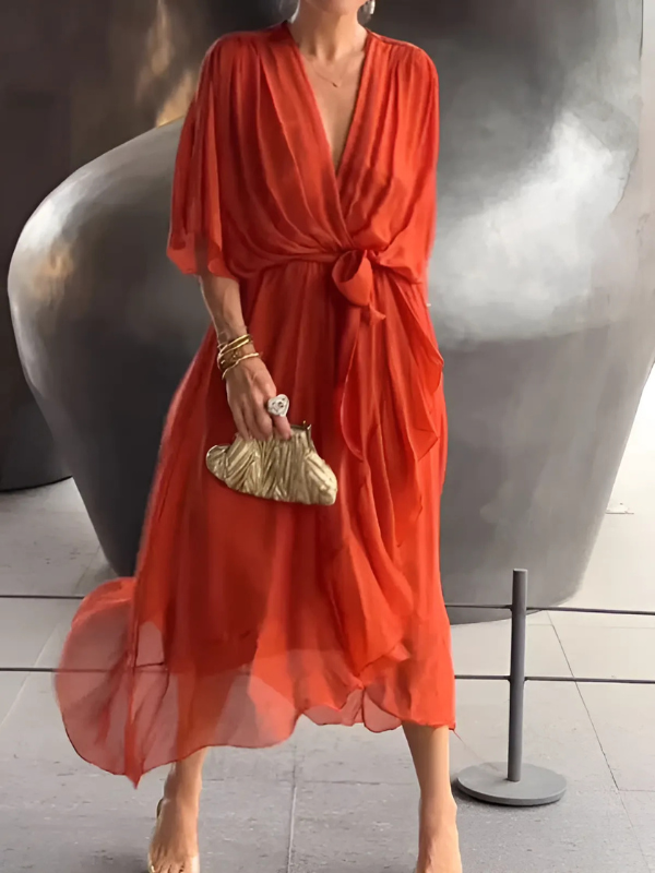 Elegant Wrap Midi Dress for Women - Flattering Summer Style 5