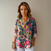 Floral Print Blouse for Women - Elegant Summer Top 0