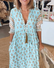 Floral V-Neck Maxi Dress for Women - Elegant Summer Style 4