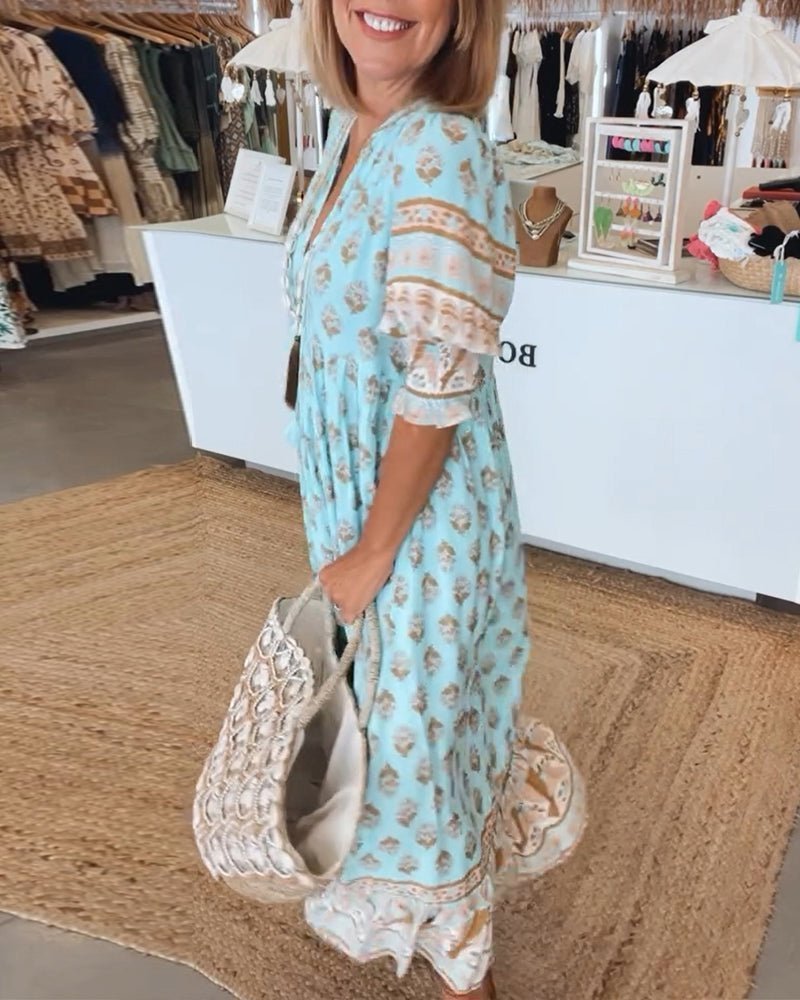 Floral V-Neck Maxi Dress for Women - Elegant Summer Style 5