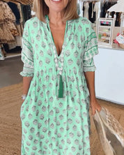 Floral V-Neck Maxi Dress for Women - Elegant Summer Style 6