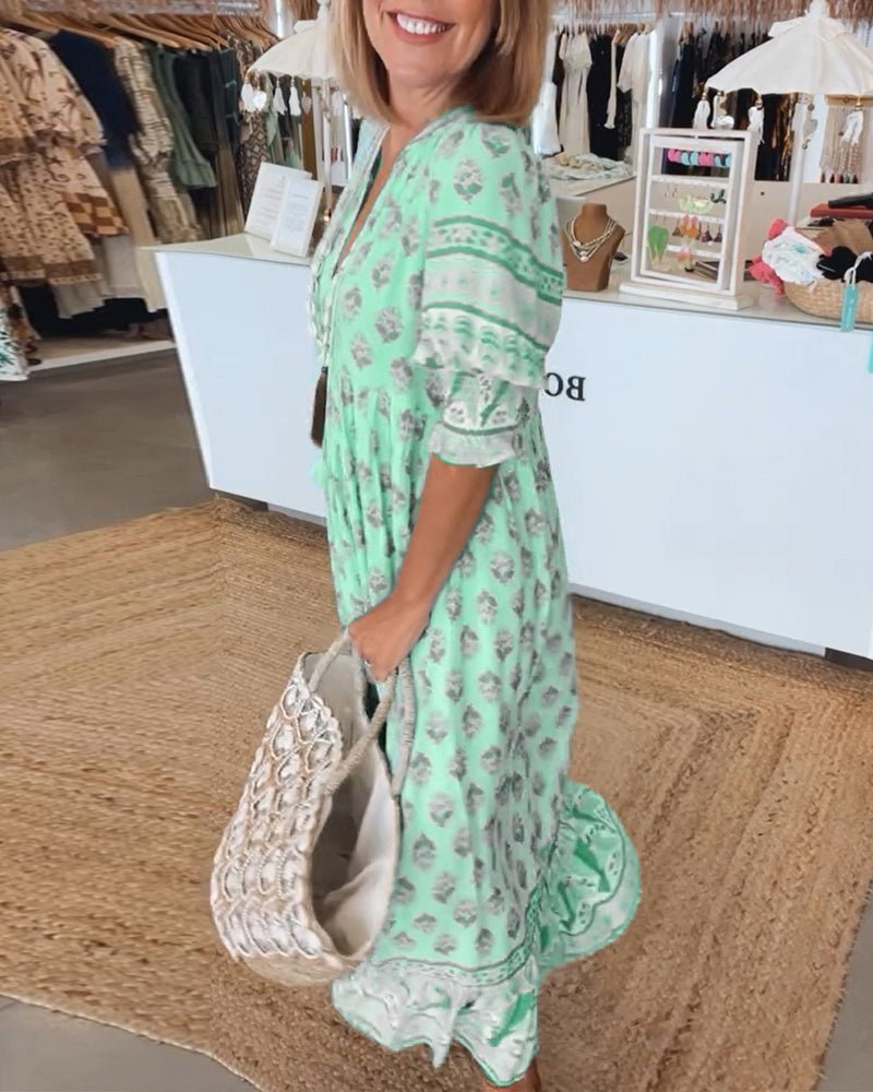 Floral V-Neck Maxi Dress for Women - Elegant Summer Style 8
