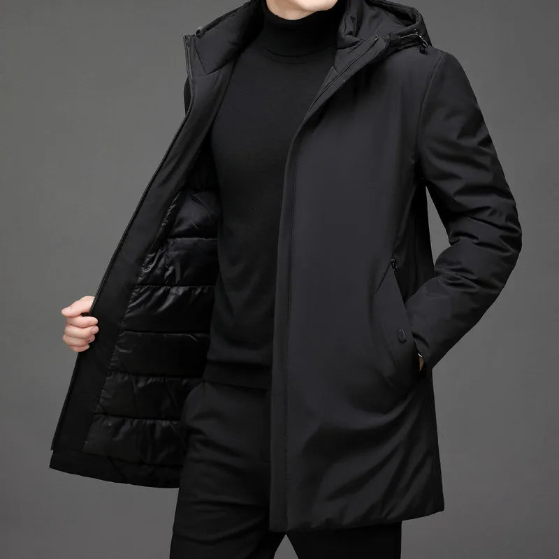 Men's zipper hood long jacket | winter-5