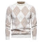 Men’s Argyle Sweater - Crew Neck - Knitted - Long Sleeve - Classic Pattern-1