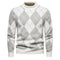 Men’s Argyle Sweater - Crew Neck - Knitted - Long Sleeve - Classic Pattern-2