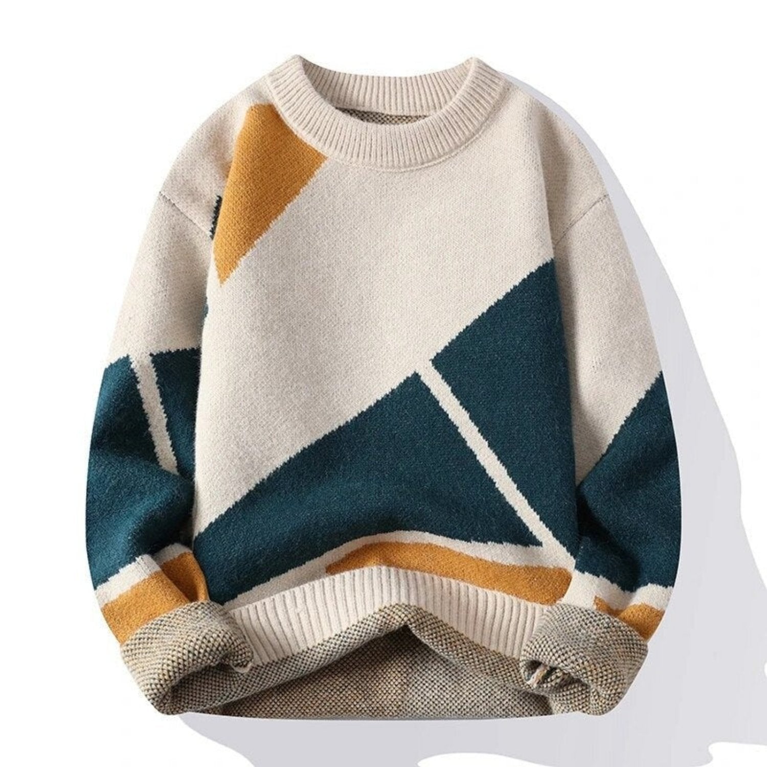 Men’s Knitted Sweater - Thick Warm Fabric - Long Sleeve - Round Neck - Stylish Casual Wear-2