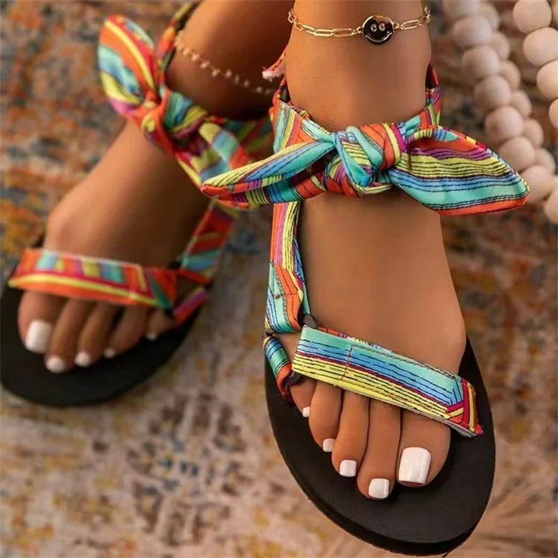 DELIA | Leopard Print Flat Summer Sandals