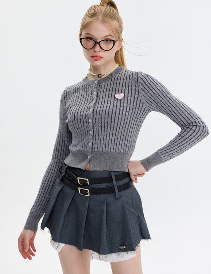 Knitted cardigan with long sleeves and embroidered top-5