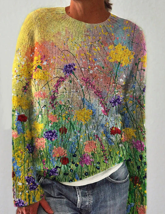 Sweater for women with 3D flower pressure, ideal for women-3