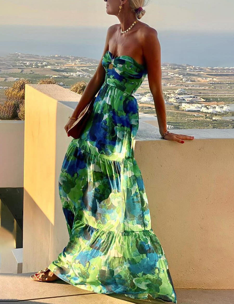 STEPHANIE | Elegant Floral Tube Maxi Dress