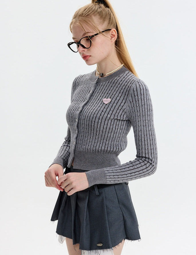 Knitted cardigan with long sleeves and embroidered top-6