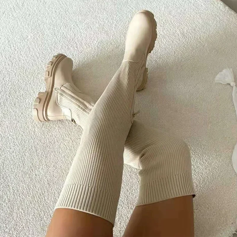Over-the-knee stretch boots for women-4