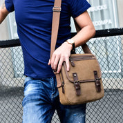 Luca | Small Canvas Crossbody Messenger Bag with Multiple Compartments