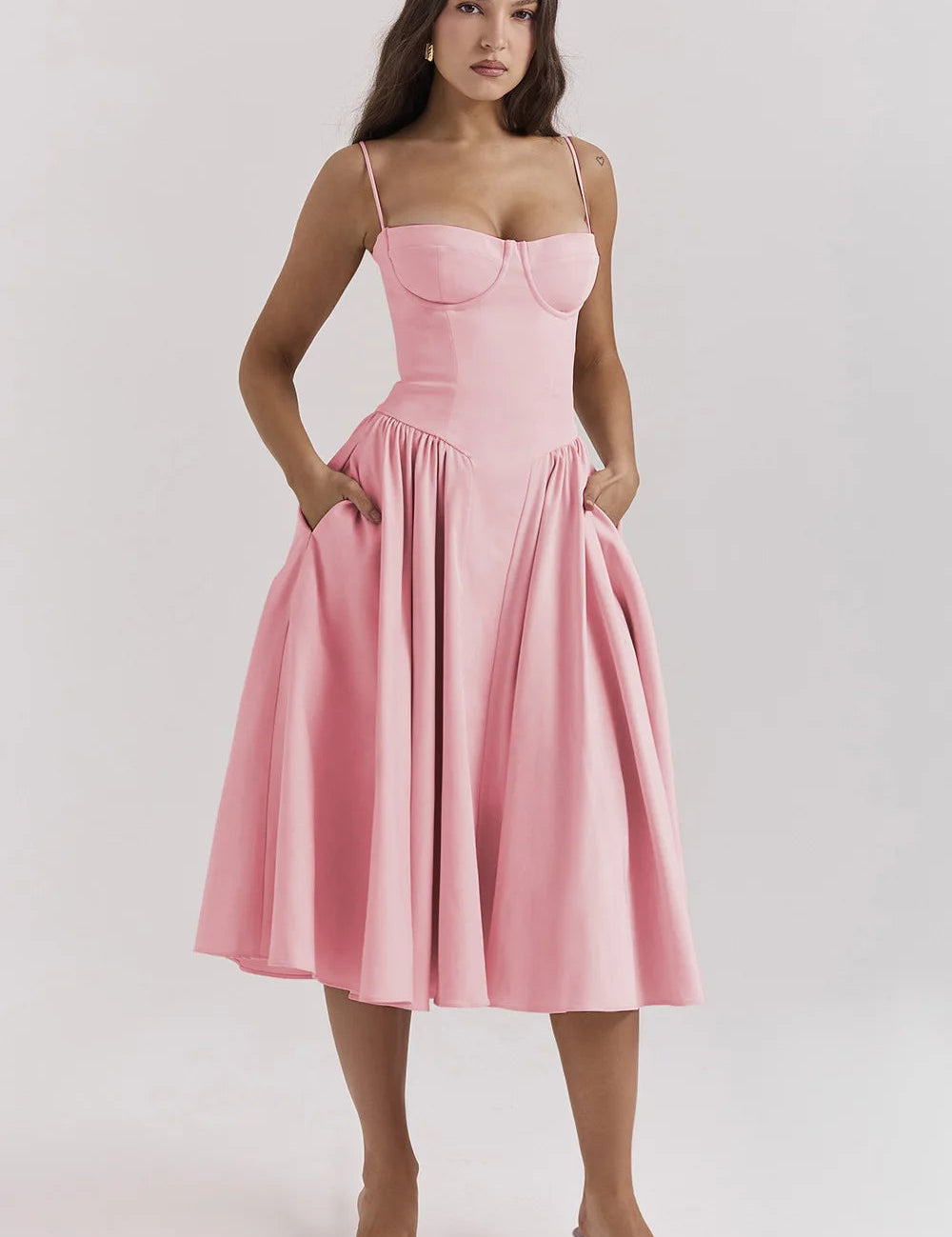 TULUM | Chic Sleeveless Midi Sun Dress With Corset Fit