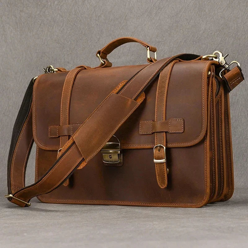 Daniel | Men's Leather Crossbody Messenger Laptop Bag Travel Bag
