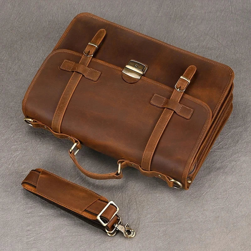 Daniel | Men's Leather Crossbody Messenger Laptop Bag Travel Bag