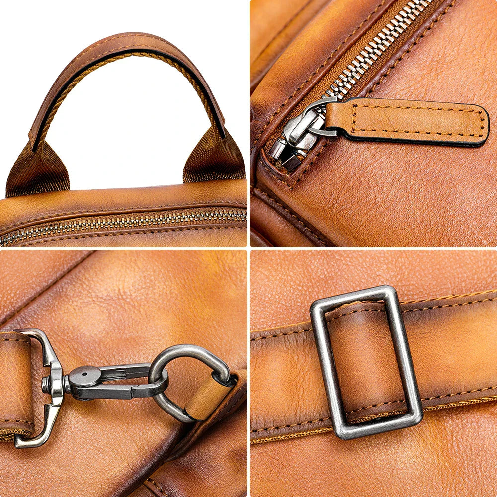 Liam | Vintage Cowhide Leather Shoulder Bag Travel Bag