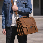 Daniel | Men's Leather Crossbody Messenger Laptop Bag Travel Bag